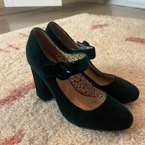 Dark Forest Green Velvet Heels